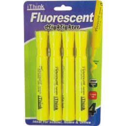 72 Wholesale 4 Piece Fluorescent Highlighter Yellow