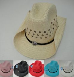 24 Pieces Mesh Cowboy Hat With Medallion On Hat Band - Cowboy & Boonie Hat