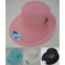 24 Pieces Ladies Mesh Embroidered Derby Hat - Sun Hats