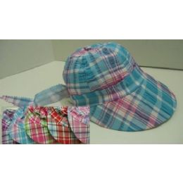 144 Pieces Child's Plaid Sun Bonnet - Sun Hats