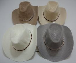 24 Wholesale Gray/tan Summer Mesh Cowboy Hat