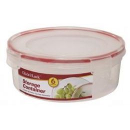 24 Pieces 6 Piece Round Plastic Container With Click And Lock Lids - Food Storage Containers