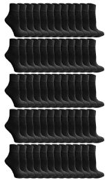 60 Pairs Yacht & Smith Kids Cotton Quarter Ankle Socks In Black Size 4-6 - Boys Ankle Sock