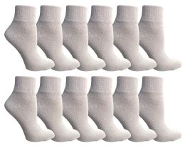 Yacht & Smith Women's Lightweight Cotton White Quarter Ankle Socks