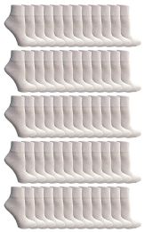 60 Pairs Yacht & Smith Kids Cotton Quarter Ankle Socks In White Size 4-6 - Boys Ankle Sock