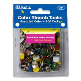 24 Units of Assorted Color Thumb Tack (200/pack) - Push Pins and Tacks