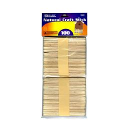 24 Units of Natural Wooden Craft Stick 100 Pack - Craft Wood Sticks and Dowels