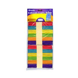 24 Units of Colored Craft Wooden Stick 100 Pack - Craft Wood Sticks and Dowels
