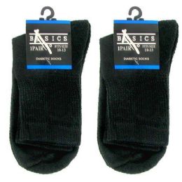 120 Units of Diabetic Crew Socks 10-13 Black Basics Singe Pair - Men's Diabetic Socks