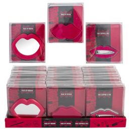 24 of Beauty Combo Lip Shape 3asst Sponge/clip&file/mirror 24pc Pdq/pvc Box W/insert Cosmtc Art