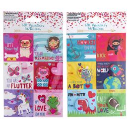 48 Units of Valentine Card 6pc W/button - Invitations & Cards