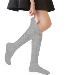 48 Units of Yacht & Smith 90% Cotton Girls Heather Gray Knee High, Sock Size 6-8 - Girls Knee Highs