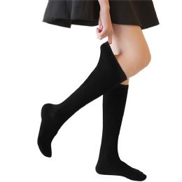 48 of Yacht & Smith 90% Cotton Girls Black Knee High, Sock Size 6-8
