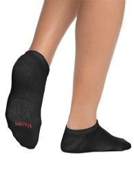 Hanes Woman Black Footie, No Show Ankle Socks