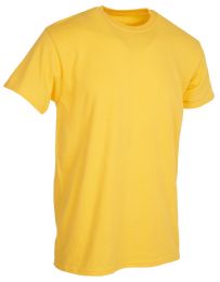 Mens Cotton Short Sleeve T Shirts Solid Yellow Size L