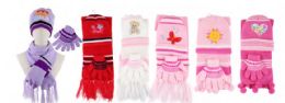 Yacht & Smith Girls 3 Piece Winter Set , Hat Glove Scarf Assorted Prints Ages 1-8