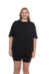 Womens Oversized Cotton Crew Neck Short Sleeve T-Shirts Black, 3x