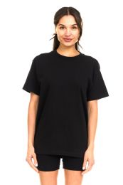 Womens Oversized Cotton Crew Neck Short Sleeve T-Shirts Black, Medium