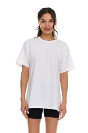 Womens Oversized Cotton Crew Neck Short Sleeve T-Shirts White, Medium