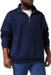 120 of Mens Cotton Fleece Line Quarter Zip Sweat Shirt Navy Size Large
