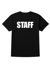 Unisex Cotton Staff Printed T Shirt Black With White Print Back And Front Size Small