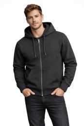 Men's Cotton Fleece Full Zip Hooded Sweat Shirt Charcoal Assorted Sizes M- 2xl