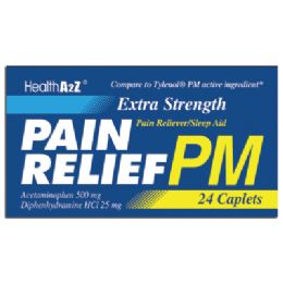 24 Pieces Pain Relief Pm Caplets 24 Count Acetaminophen 500 Mg/ Diphenhydramine Hci 25 Mg Compare To Tylenol pm - Personal Care Items