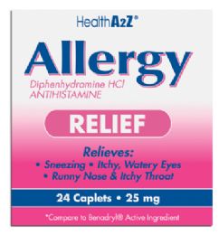 24 Pieces Allergy Relief 24 Coated Caplets Diphenhydramine 25 Mg Compare To Benadryl - Personal Care Items
