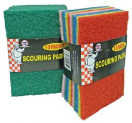 48 Pieces Scouring Pads 10 Pack In Display - Scouring Pads & Sponges