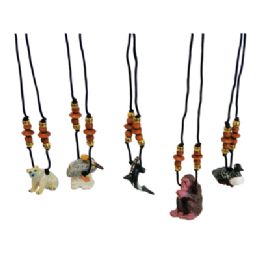 144 Pieces Land And Sea Wooden Necklace Assorted Animal Designs - Necklace