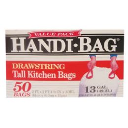 6 Pieces Handi Bag Drawstring Tall Kitchen Bag 50 Count 13 Gallon - Garbage & Storage Bags