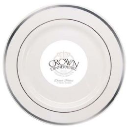 12 of Crown Dinnerware Dinner Plate 10 Inch 10 Pack Executive Collection Silver