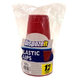 24 Pieces Plastic Cup 12 Count 16 Oz Red Compares To Solo - Disposable Cups