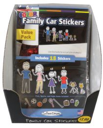 36 of Family Car Stickers 18 Packdisplay Box 9 Blkandwht+9 Color