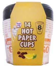 36 Units of Pride Hot Paper Cup 8 Ounces 14 Cups + 14 Lids - Disposable Cups