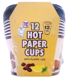 36 Units of Pride Hot Paper Cup 12 Ounces 12 Cups + 12 Lids - Disposable Cups