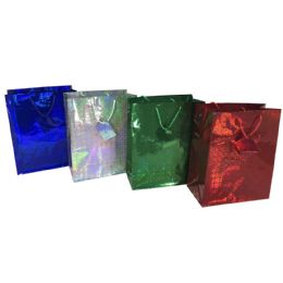 72 Pieces Party Solutions Gift Bag 7x4x9 Holographic Medium Assorted Colors - Gift Bags Hologram