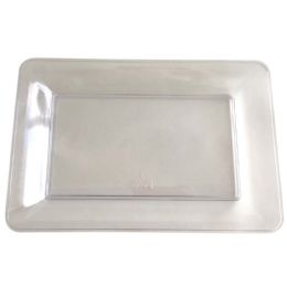 25 Pieces Crown Crystal Plastic Tray Rectangle 9.5 X 14 Inch - Plastic Bowls and Plates