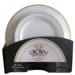 6 Pieces Crown Plate Set 40ct Set (20 X - Plastic Bowls and Plates