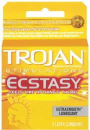 12 Pieces Trojan 3 Count Ribbed Ecstasy - Personal Care Items