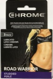 48 Pieces Chrome Comdom 3 Count Assorted Road Warrior Studded 10 Bundle Of 12 - Pain and Allergy Relief