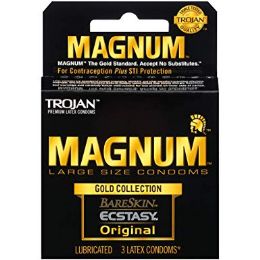 12 Pieces Trojan 3 Count Magnum Gold Collection Bareskin Ecstasy Original - Personal Care Items