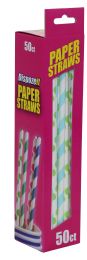 48 of Paper Straw 50 Count Gift Boxed Dot Barber Stripe