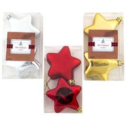 96 Pieces Ornament Star 4pk 2.75in 3ast - Christmas Ornament