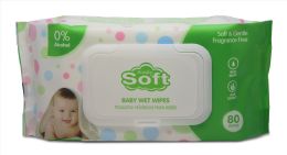 24 Pieces Baby Wipe 80 Count With White Lids - Baby Beauty & Care Items