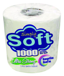 60 Units of Bath Tissue 1000ct 1 Ply 4.1 X 3.7 - Tissues