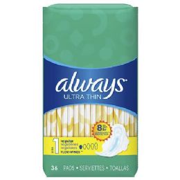 6 of Always Ultra Thin Regular Unscented Wings 36 Count
