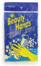 144 of B.h. Latex Glove Small Yellow Flock Lined