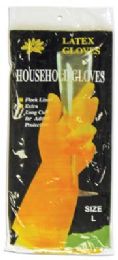 120 of Latex Household Gloves Large Flock Lined Extra Long