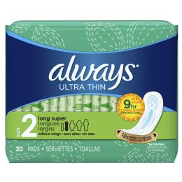 12 Pieces Always Ultra Thin Long Super 20 Count - Personal Care Items